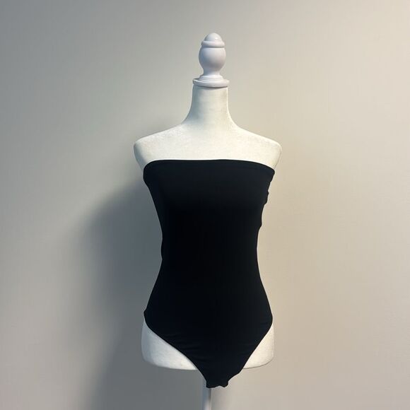 Free People Tati Black Seamless Tube Strapless Bodysuit M/L - Picture 2 of 13